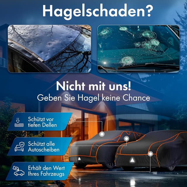 Detalle 2 de WALSER Perma Protect Hagelschutz-Abdeckplane für das Auto (Größe 3, schwarz) – TÜV geprüft