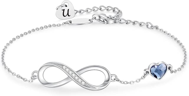 Detalle de Bracelet femme LOUISA SECRET argent 925 Infini avec cœur et lettre personnalisable