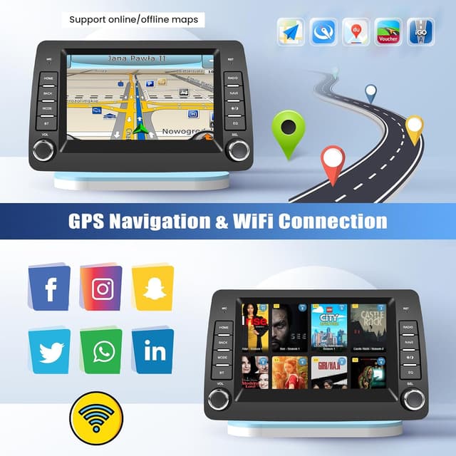 Detalle de GOHHDL Autoradio Android 2G+64G per Fiat Panda 169 (2002-2012) con Wireless CarPlay, Android Auto, GPS Wi‑Fi e telecamera posteriore