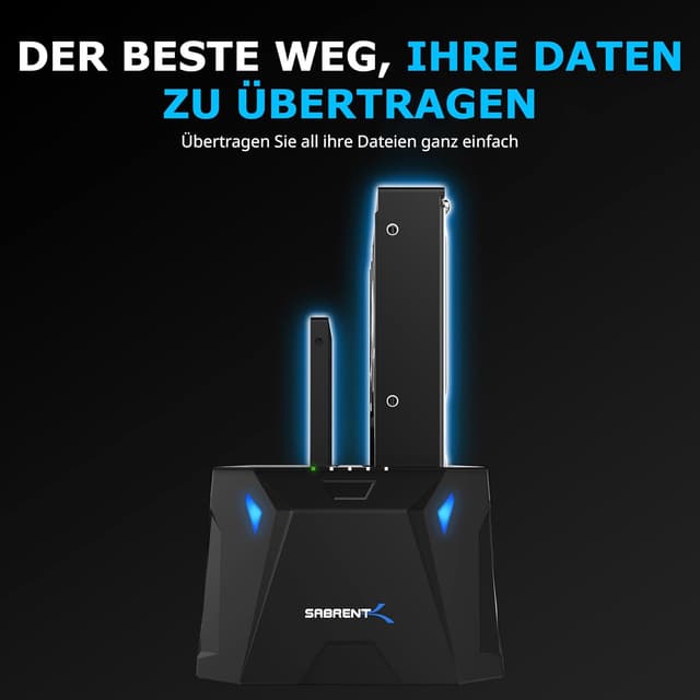 Detalle de SABRENT 2-Bay USB-A Dockingstation EC-HD2B für 2,5/3,5" SATA SSD/HDD (5 Gbps) inkl. Offline-Klonen