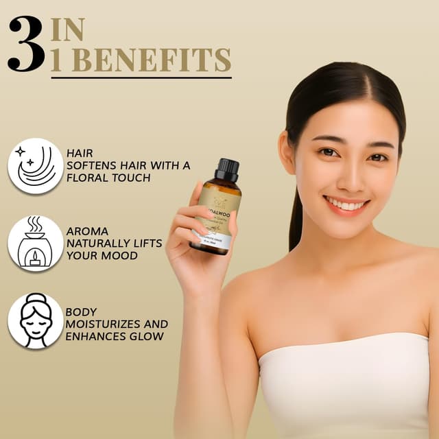 Detalle de AVD ORGANICS Ätherisches Sandelholzöl 30 ml (100% naturrein, unverdünnt) für Diffusor, Aromatherapie & DIY