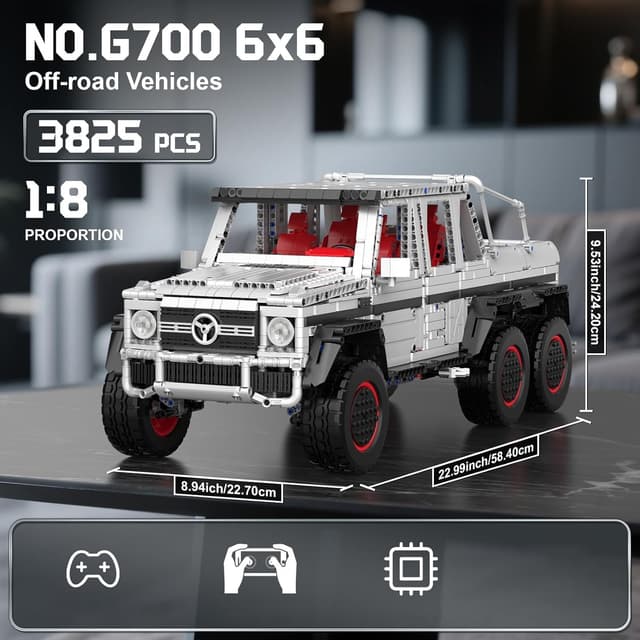 Detalle de Mould King 13061 Technik Offroad G700 Pickup-Bausatz (6×6) – Modellbausatz mit 3.825 Teilen