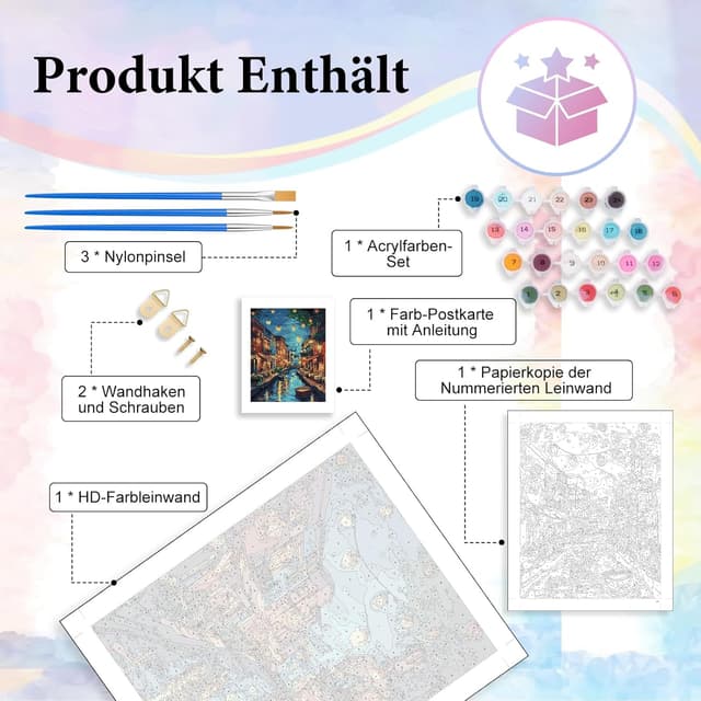 Detalle 2 de Camocin Art Malen nach Zahlen 40x50cm Venedig