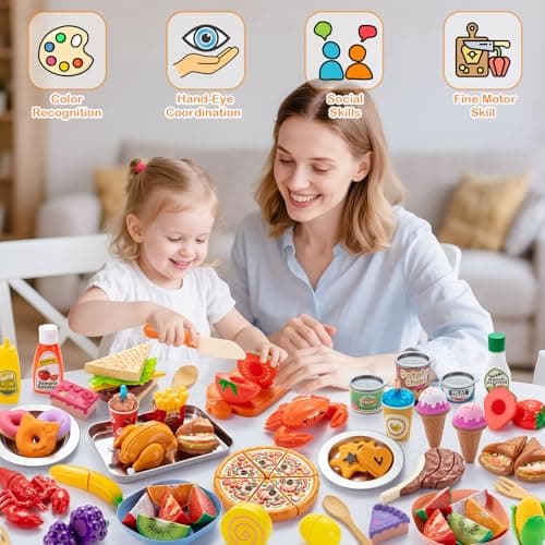 Detalle 2 de Juboury cocina juguete Montessori de frutas y verduras (56 piezas) para niños de 3 a 7 años