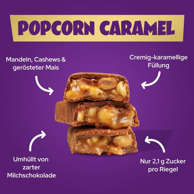 Detalle 2 de ahead Popcorn Caramel 12x38g Schokoriegel 🍫