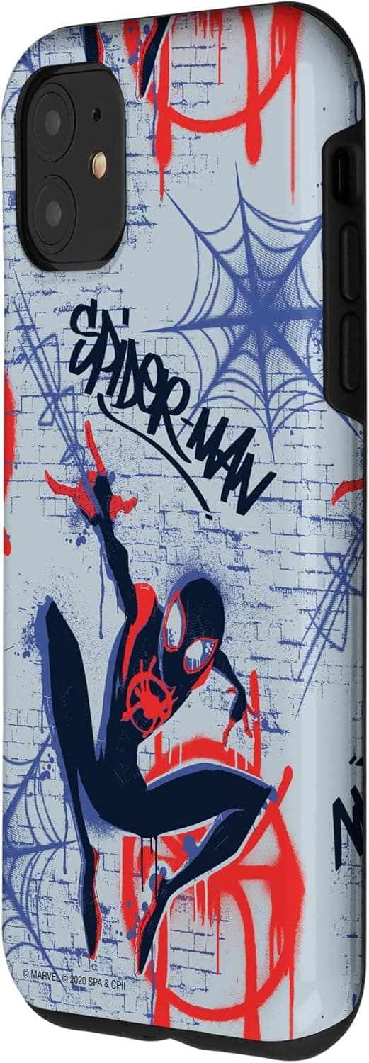 Detalle 2 de Custodia iPhone 11 Marvel Spider-Man Into the Spider-Verse (stampa graffiti) a portafoglio