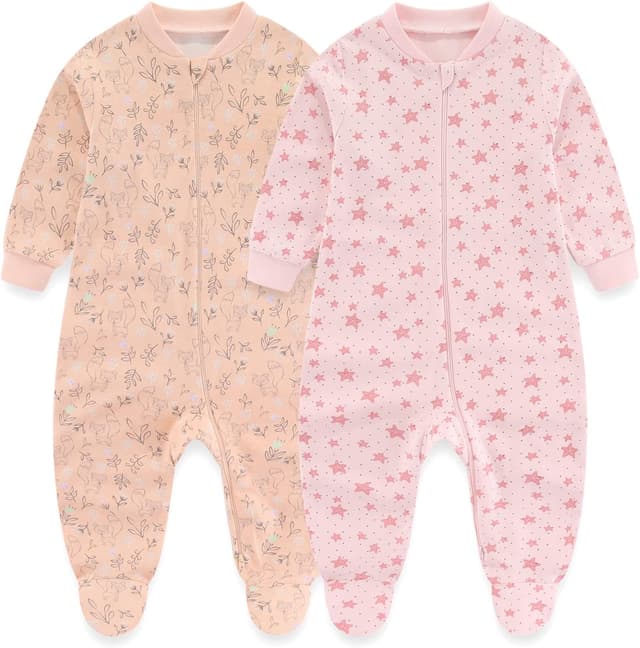 Thumbnail 6 de MAMIMAKA newborn 2-pack footed sleepsuits with 2-way zip (0–12 months)