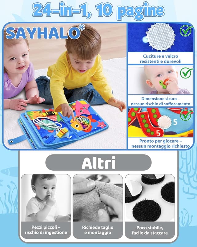 Thumbnail 5 de SAYHALO Busy Board Montessori Libro interattivo 10 pagine