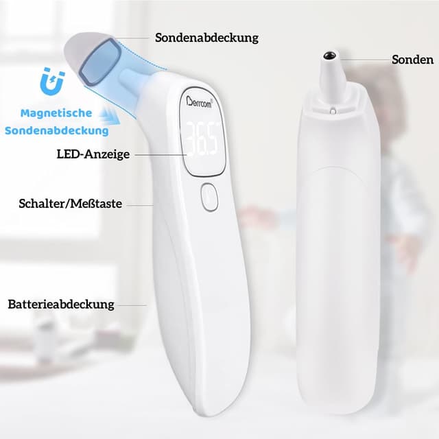 Detalle 2 de Berrcom Forehead & Ear Digital Thermometer (Non-Contact Infrared) with Fever Alarm, °C/°F Switch