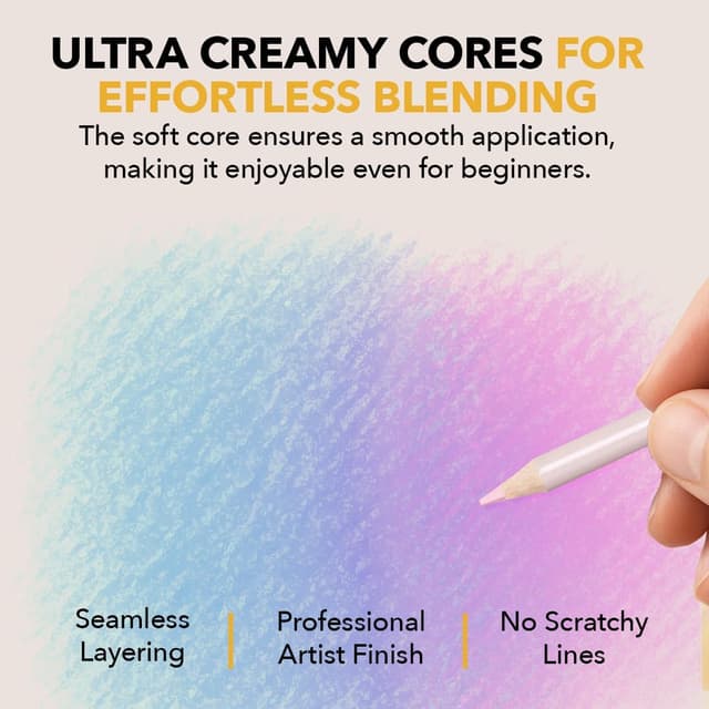 Detalle 2 de Castle Art Supplies 72 Harmonious Coloured Pencils Set (72 muted & moody shades) in presentation tin