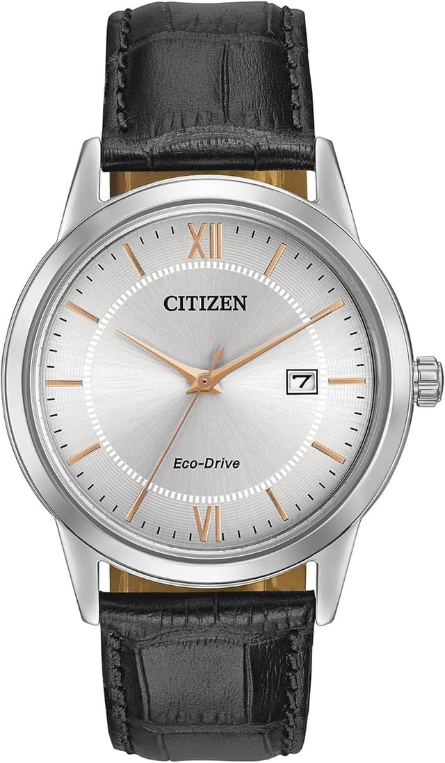 Detalle de Citizen Men's Classic Eco-Drive Leather Strap Watch with 3-Hand Date