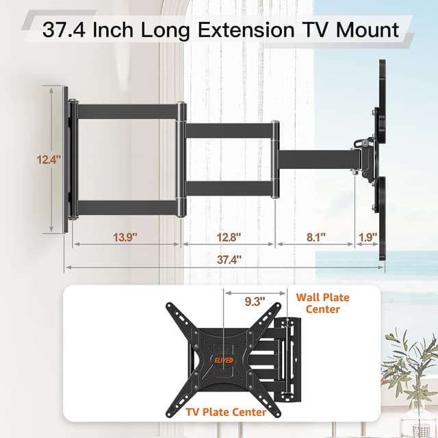 Thumbnail 6 de ELIVED Outdoor Long Arm TV Wall Mount 37.4
