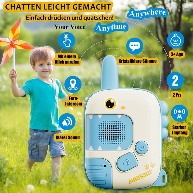 Detalle 2 de Walkie Talkie Kinder Dinosaurier ab 3 Jahren