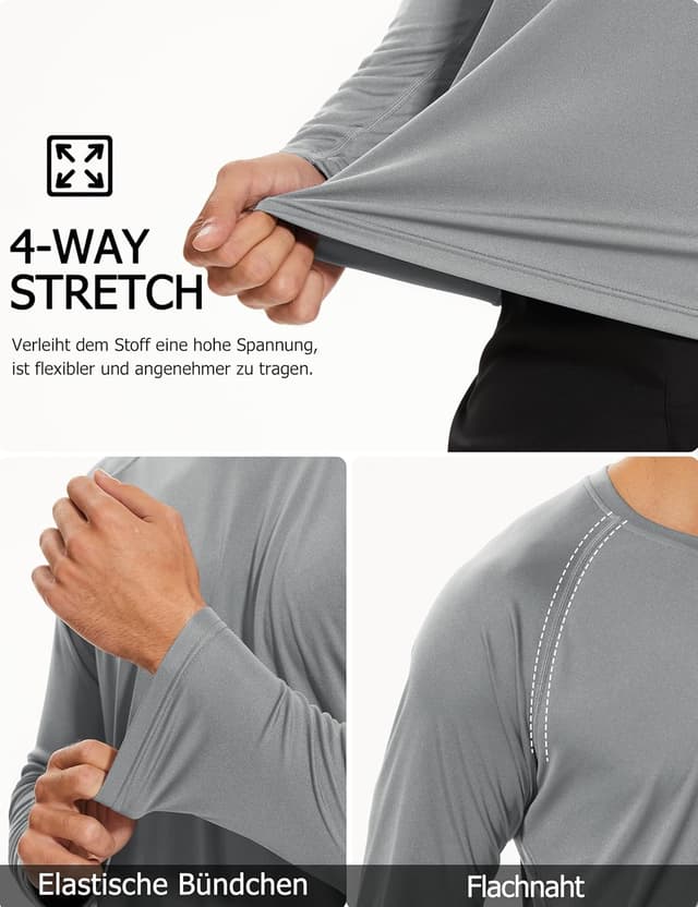 Detalle de TACVASEN Herren UPF 50+ Langarmshirt Rashguard für Outdoor mit UV-Schutz