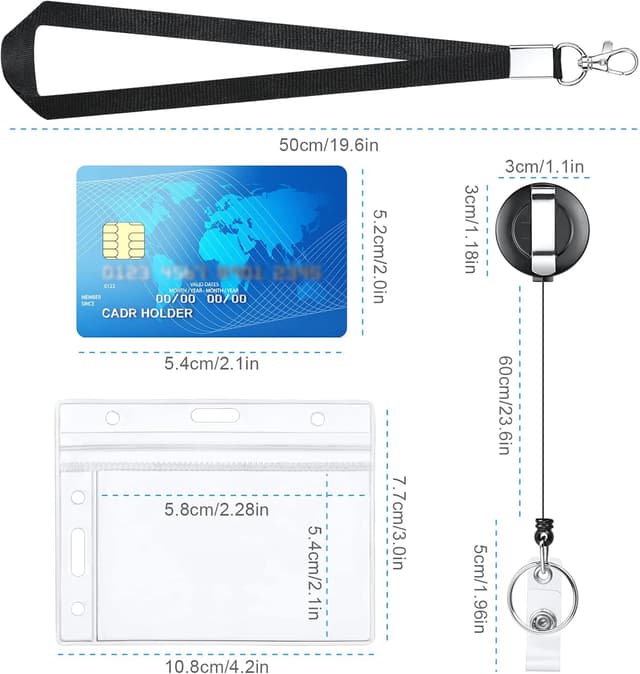 Detalle de Vicloon set cordino retrattile con portacarte e porta badge impermeabile (6 pezzi)