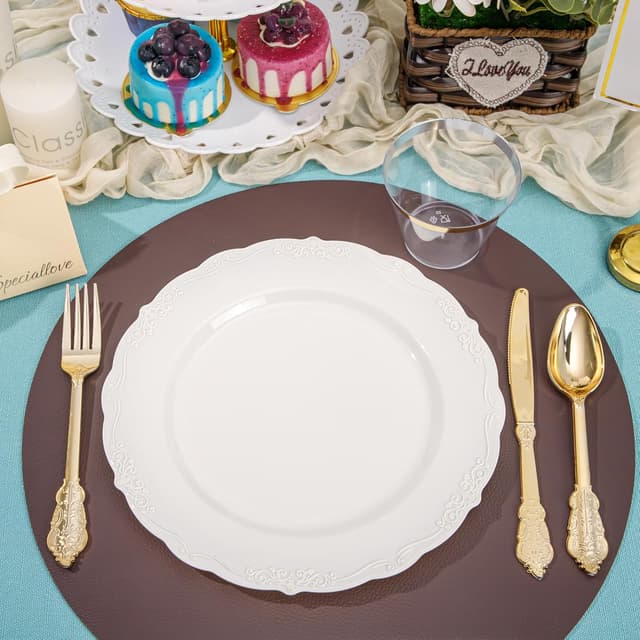 Thumbnail 4 de DaYammi Ivory 60pc Dinner Plates