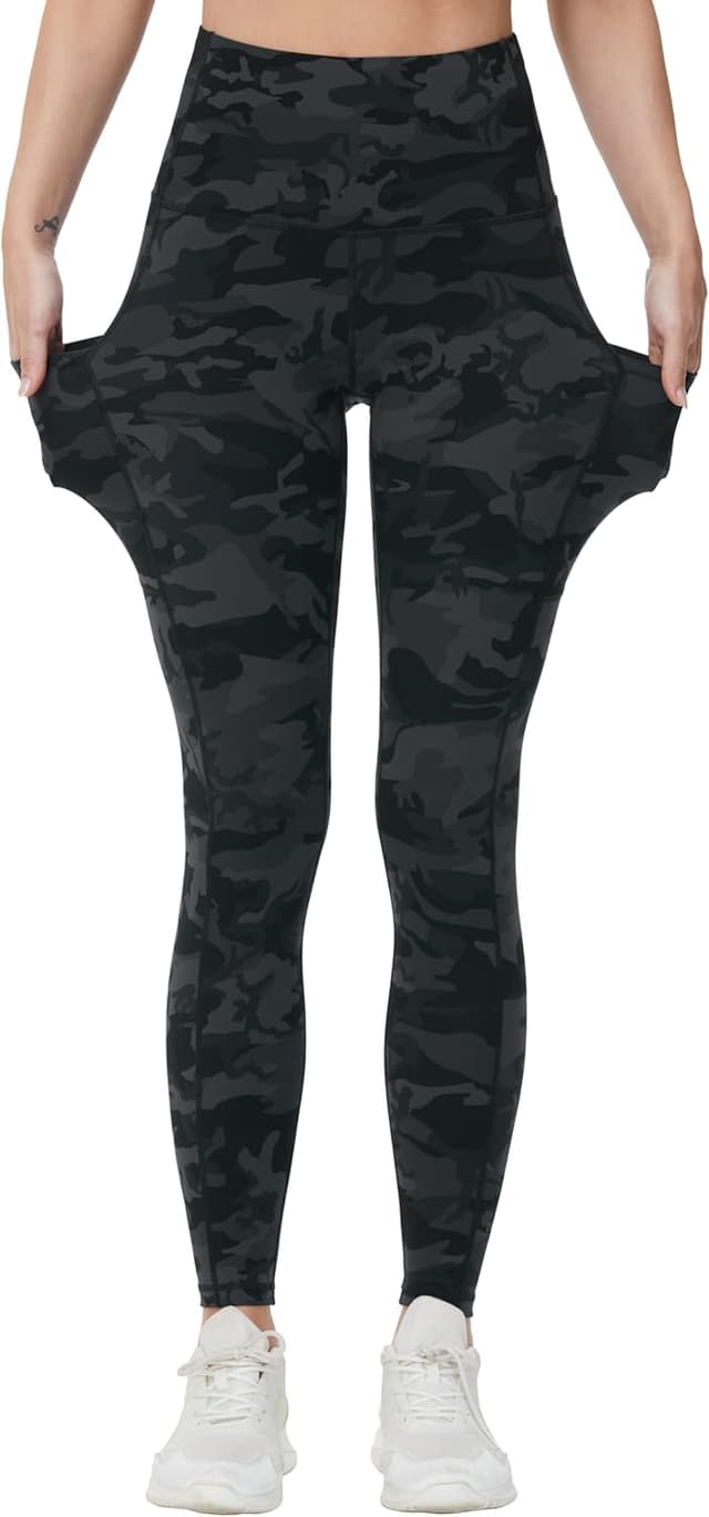 Detalle de THE GYM PEOPLE Pantalon de yoga taille haute femme à poches profondes – legging d’entraînement extensible