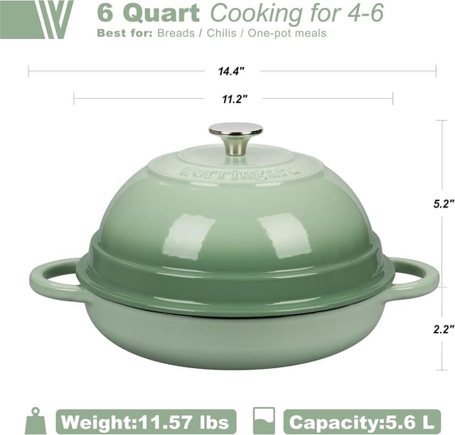 Thumbnail 1 de VORRINGARD Cast Iron Dutch Oven 6 Quart 🍲