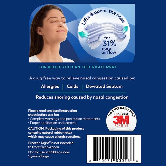 Thumbnail 5 de Breathe Right Extra Clear nasal strips 44-pack 🩹