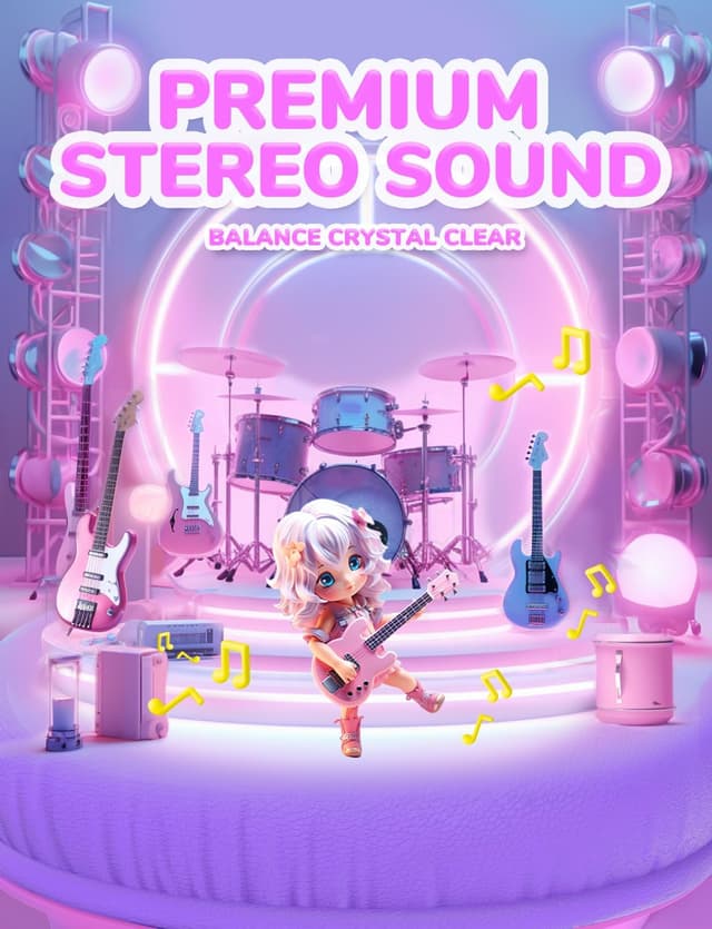 Detalle 2 de iClever Kids Wired Headphones (85 dBA volume limit) – Foldable Over-Ear for School (Purple Glitter)