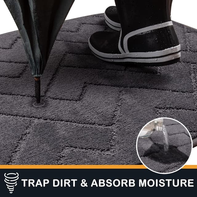 Detalle de Purrugs Dirt Trapping Door Mat 32" x 47" — Non-Slip, Machine Washable Entry Rug (Gray)