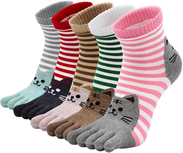 Detalle de PUTUO Donna Calzini a 5 dita con dita separate in cotone (4/5 paia), comfort morbido e traspirante