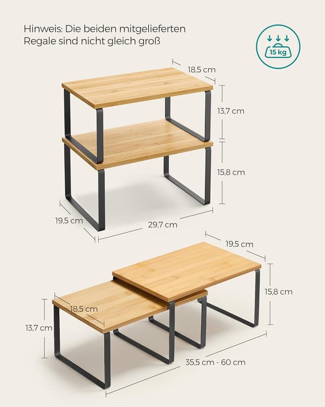 Detalle 1 de SONGMICS Gewürzregal KCS02NB 2er Set Küche