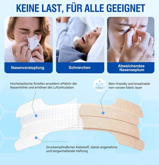 Detalle de AIZEO Nasenpflaster Schnarchen 50 Stück