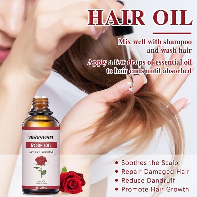 Detalle 2 de Migcaput Rosenöl ätherisches Öl (100 ml) – 100% reines Natur-Rosenöl für Duft, Diffuser & Hautpflege