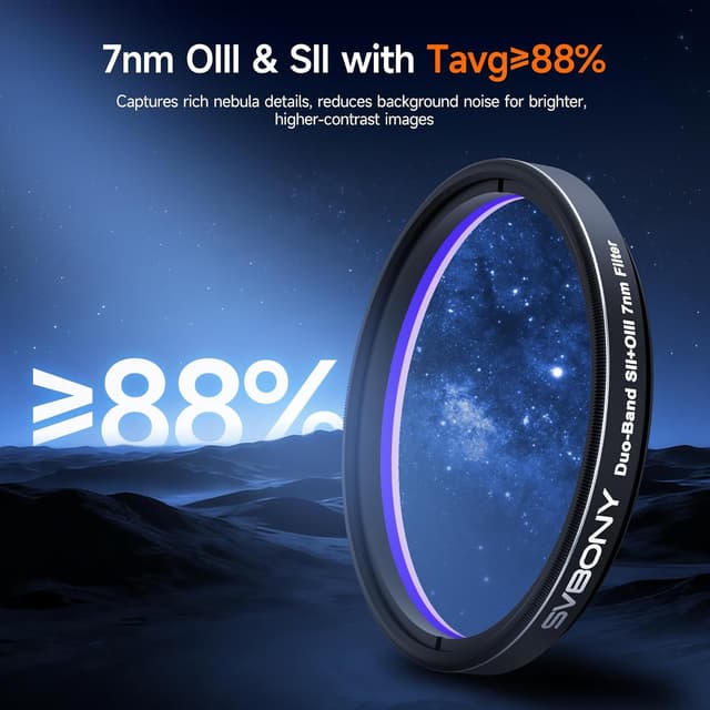 Detalle 2 de Svbony SV220 2-inch SII & OIII Telescope Filter (7nm Dual Band) for emission nebula imaging