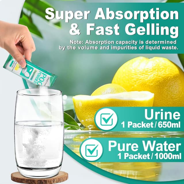 Detalle 2 de CRAZYTHUR Portable Toilet Gel (Poo Powder) for Camping & Outdoor Use, 50 Pack, Lemon Scent