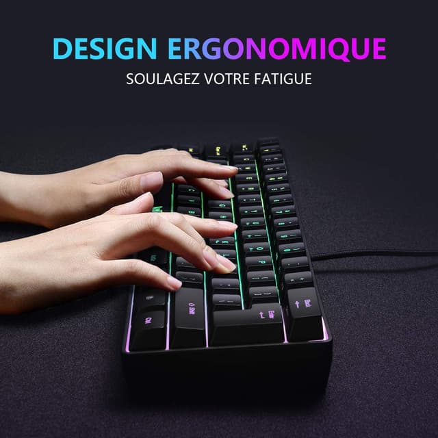 Detalle 1 de RedThunder 60% ensemble gamer AZERTY 62 touches