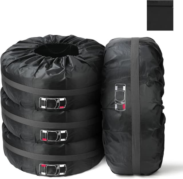 Detalle de Adiwo Car Spare Tyre Covers 4 Pack (19–23 IN tyre bag set) – waterproof wheel protection covers