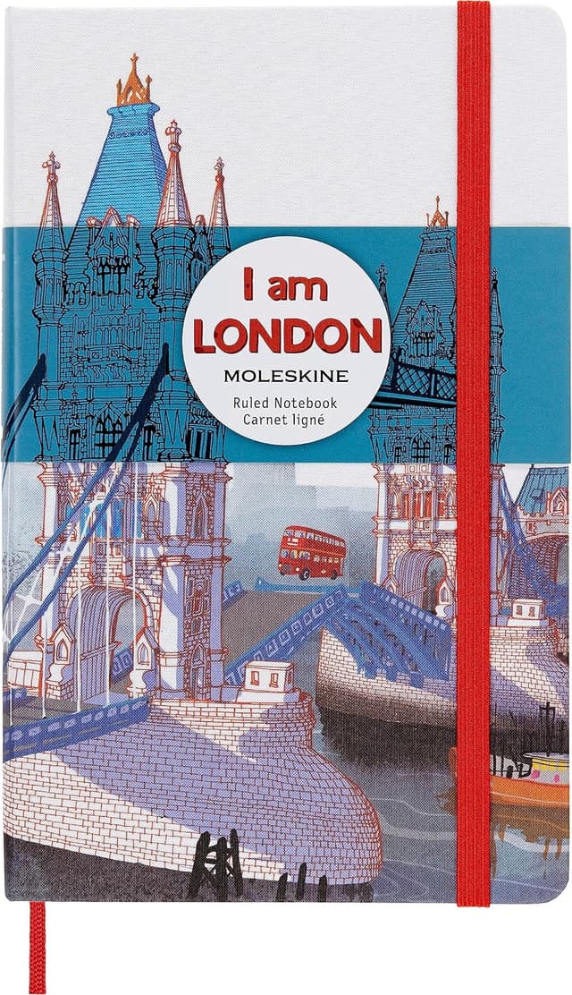 Detalle de Moleskine Carnet Édition Limitée I Am London – couverture rigide, 240 pages blanches, format 13 x 21 cm