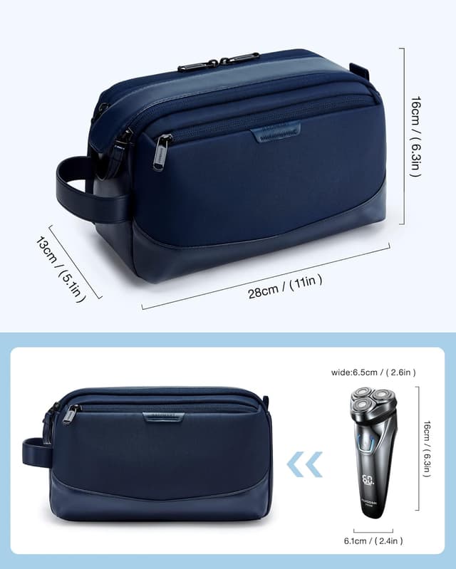 Detalle 2 de BAGSMART Kulturbeutel für Herren (Kulturtasche Organizer) aus wasserabweisendem PU-Leder – Dopp Kit in Marineblau