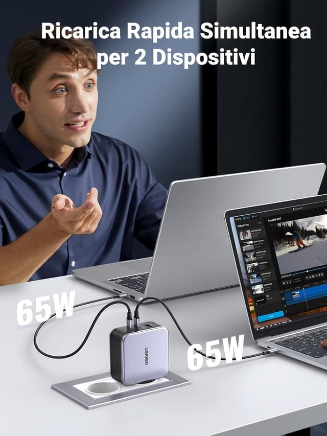 Detalle de UGREEN Nexode Caricatore USB-C 140W con PD 3.1 e GaN Tech