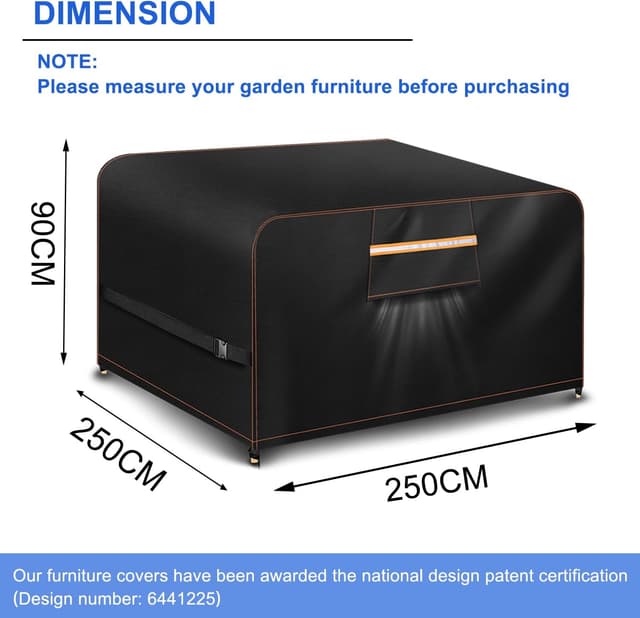 Detalle de Aoretic 420D Oxford Outdoor Garden Furniture Cover Waterproof 250x250x90CM (with air vent)