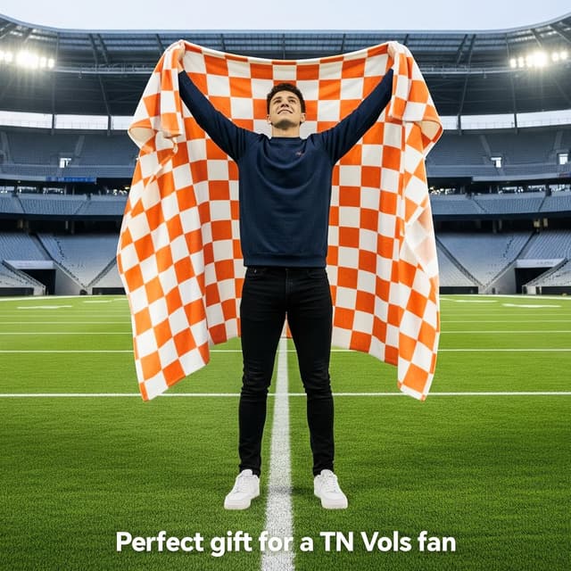 Detalle 2 de BEDELITE Checkerboard Throw Blanket for Sofa (Orange, 50x60 in) in Soft Polyester