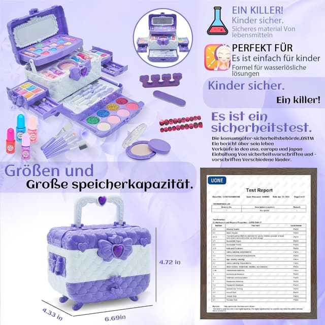 Detalle 2 de Set Trucchi Anallergici per Bambini da 57 pezzi in valigetta lavabile (Viola) – per 4-10 anni