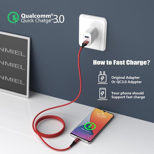 Detalle 1 de ANMIEL USB-C Cable 3A 3M+3M Red
