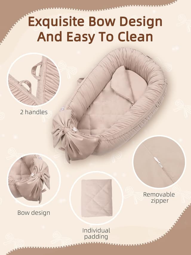 Thumbnail 3 de EAQ Babynest Nestchen 36x26x10 cm 100% Baumwolle