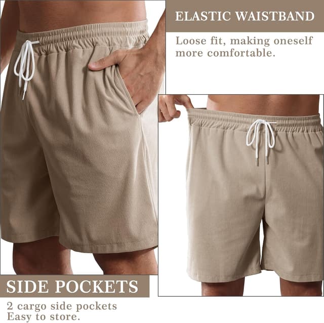 Detalle de Vorvowry Mens summer shorts, linen cotton blend