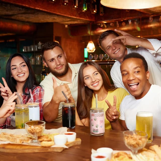 Thumbnail 4 de Glass Cups with Bamboo Lids 16 oz set of 12 🥤