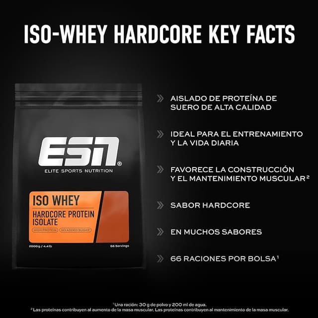 Thumbnail 6 de ESN IsoWhey Hardcore Protein Powder 1 kg — 26 g proteína por porción 💊