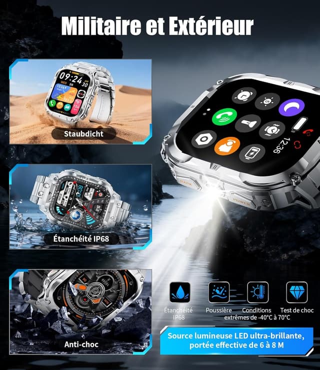 Thumbnail 3 de Militaire EF22 Montre Connectée 2,0"