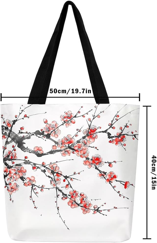 Thumbnail 2 de Homewish Rote Kirschblüten Leinwand Tasche 50×40×15 cm