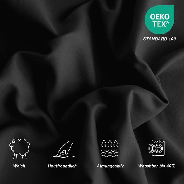 Detalle 2 de Lot de 2 draps-housses 140 x 200 noir