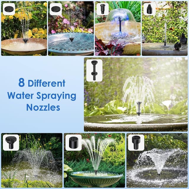 Detalle de POPOSOAP 6.5W Solar Fountain Pump for Bird Bath with Dry-Run Protection and Double-Layer Nozzles