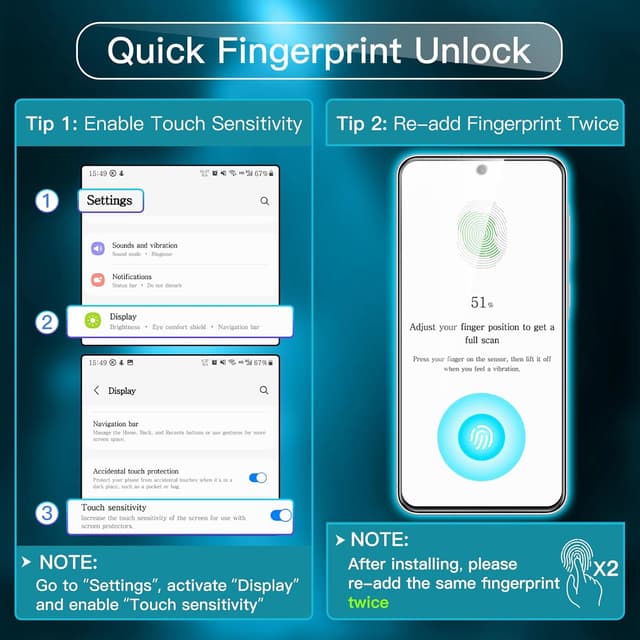 Detalle 2 de JETech pellicola protettiva in vetro temperato 9H per Samsung Galaxy A56 5G (pacchetto da 3)