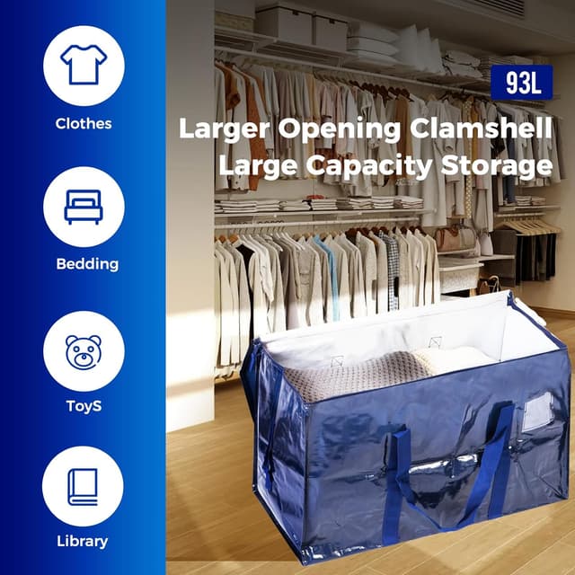 Detalle 2 de ZFWDSY Umzugstaschen 93-Liter (8er-Set) mit Reißverschluss – faltbare moving boxes für Kleider, Sperrmüll & Umzug